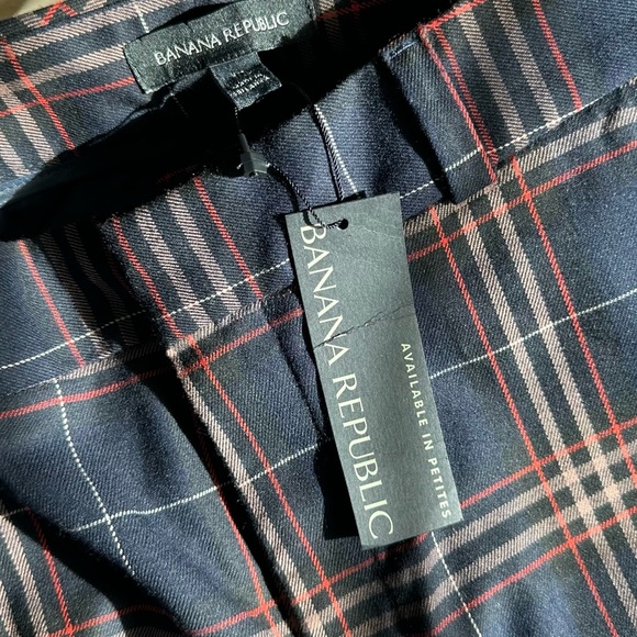 NWT! BANANA REPUBLIC Plaid Printed Trousers Wide Leg Slacks High Waist Size-10 - Picture 4 of 7